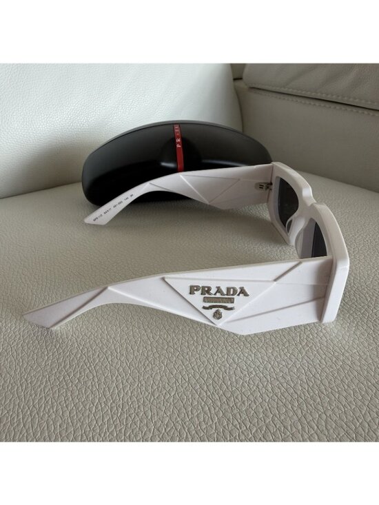 NEW PRADA Sunglasses White Silver Square 100% Authentic main image 8